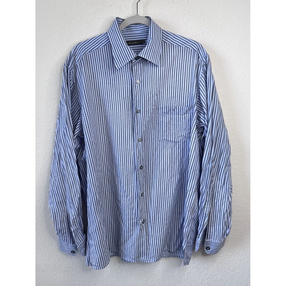 Ermenegildo Zegna Striped Button‎ Down Shirt Men's L Made In Italy Quiet Luxury